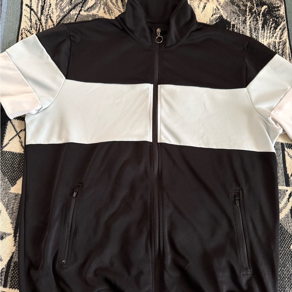 Idealogy Black/White/Sky Blue Zip Up Track Jacket